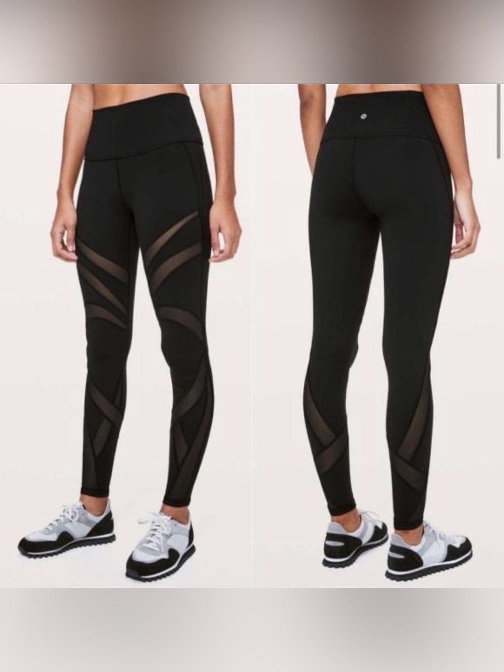 Lululemon Reveal Tight En Avant in Black Mesh Leggings Size 4